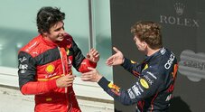Verstappen: «Ferrari molto veloce in gara, è stato difficile». Sainz: «Le ho provate tutte per superarlo». Leclerc: «Mondiale? due vittorie ed è fatta...»